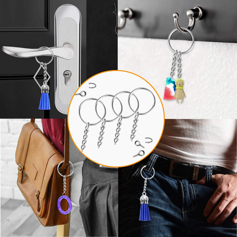 Keychain Rings for Crafts, Flasoo 360Pcs Keychains for Resin Include Key Rings with Chain, Jump Rings, Screw Eye Pins for DIY Keychain Making - NewNest Australia