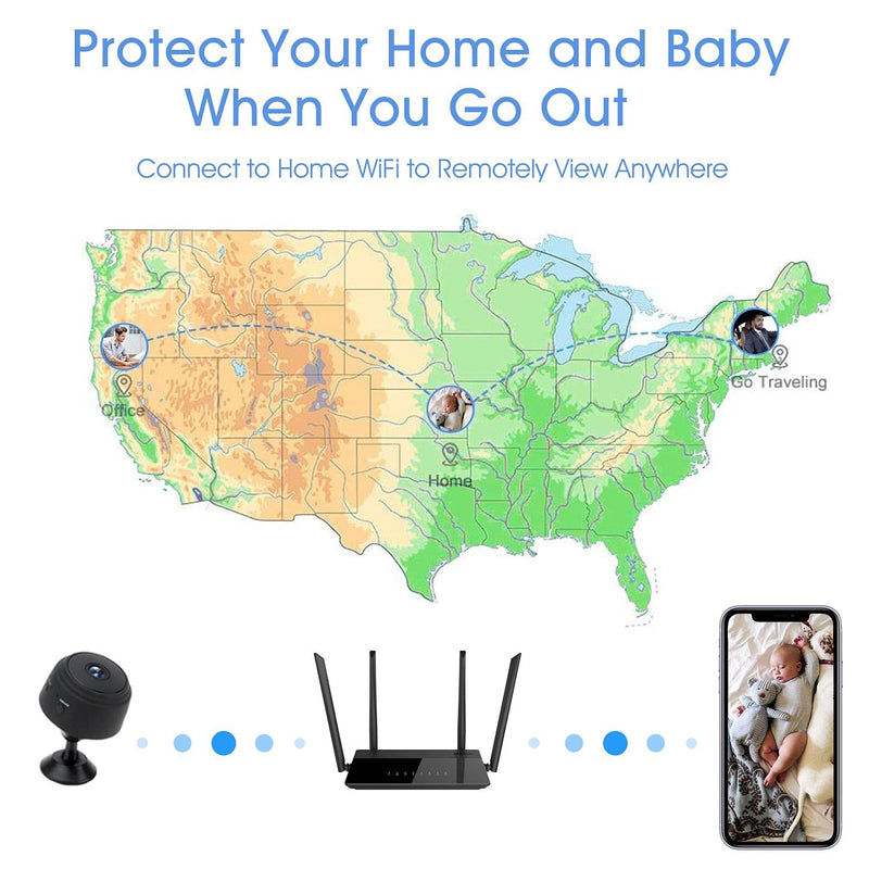 Spy Camera WiFi 1080P Home Security Camera Mini Hidden Camera with Audio Live Feed Motion Detection Night Vision Video Record Playback Phone App Control for Nanny Cam/Pet Camera/Car Camera - NewNest Australia