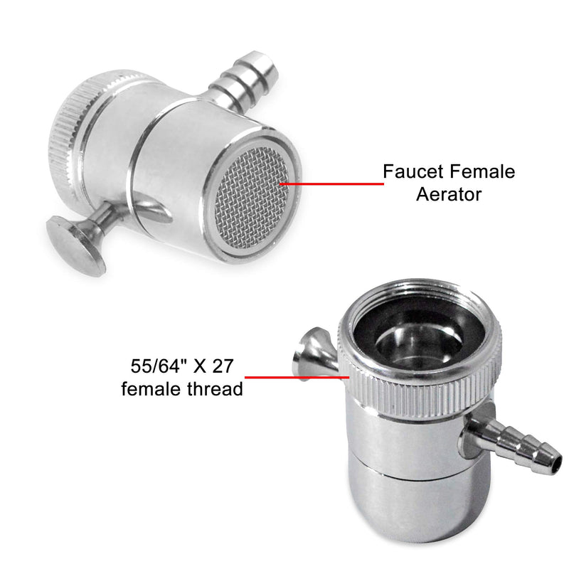 Avalon 2052-1 Faucet Aerator Water Filter Adapter with Diverter 1/8 Inch to 1/4 Inch Barb, Polished Chrome Finish, 1-Pack - NewNest Australia