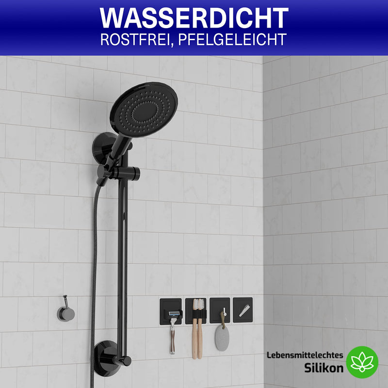 LOBUX® - 2x razor holder shower self-adhesive, super firm hold [soft-touch silicone] - razor holder shower, waterproof - organization system for bathroom, mirror, shower, wall (black) Black 2x razor holder - NewNest Australia