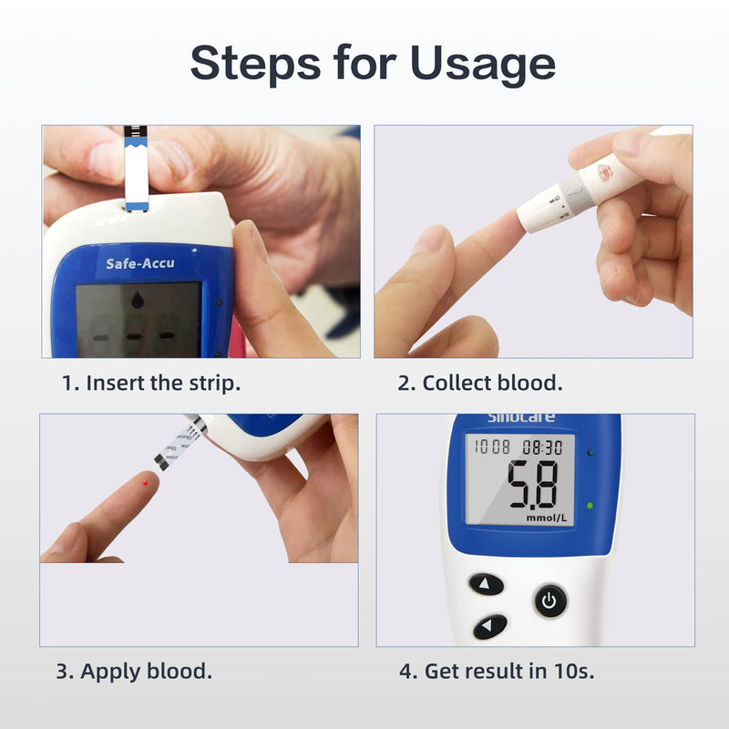 Sinocare Blood Sugar Test Strips, 100pcs Blood Glucose Test Sttips & 100pcs Twist Lans., Blood Test Strip for Safe Accu2 Blood Glucose Monitor (Safe Accu2 Strips- 100) 100pcs Accu2 test strips & 100pcs lans. - NewNest Australia