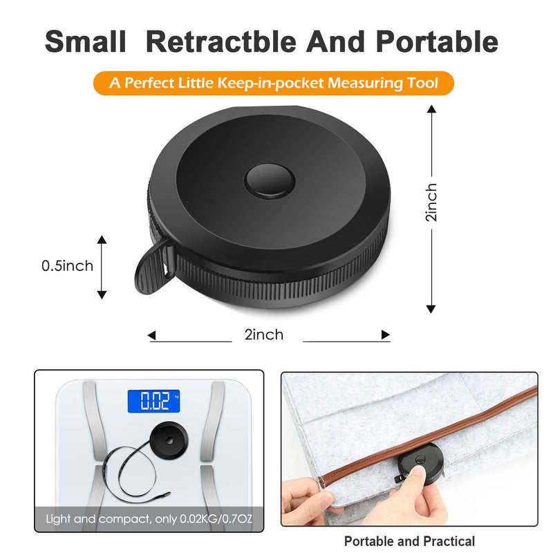 Soft Tape Measure Retractable Measuring for Body Fabric Sewing Tailor Cloth Knitting Craft Weight Loss Measurements Retractable Black Dual Sided Tape Measure Body Measuring 1 Pack - NewNest Australia