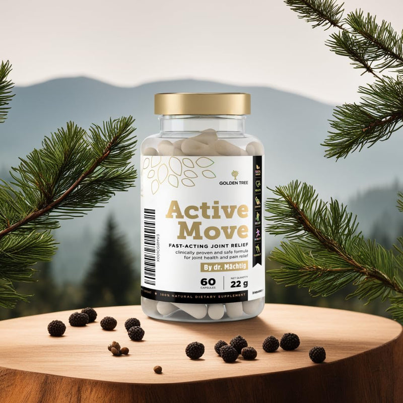 Golden Tree Active Move  Natural joint care product: Increases flexibility/mobility of the joints, relieves joint pain  Boswellia, hyaluronic acid, Belinal, vitamin C, manganese, copper, pepper - NewNest Australia