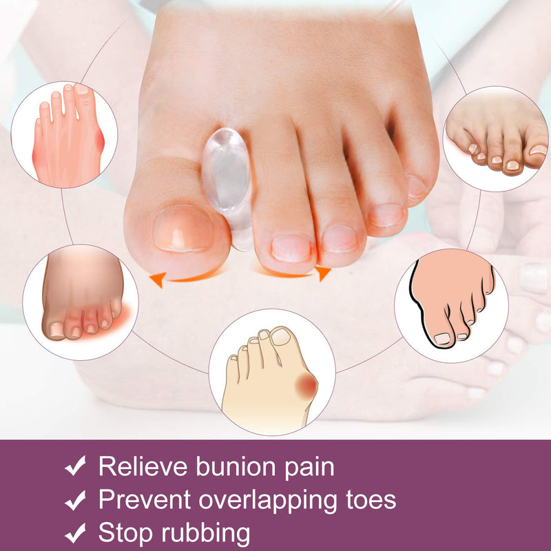 Promifun Gel Toe Separators to Straighten Overlapping Toes, 12 Packs of Toe Spacers for Bunion and Corns, Corrector Pads for Crooked Toes, Calluses, Bunions Transparent - NewNest Australia