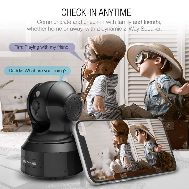 TETHYS Wireless Security Camera 1080P Indoor [Work with Alexa] Pan/Tilt WiFi Smart IP Camera Dome Surveillance System w/Night Vision,Motion Detection,2-Way Audio,Cloud for Home,Business, Baby Monitor - NewNest Australia