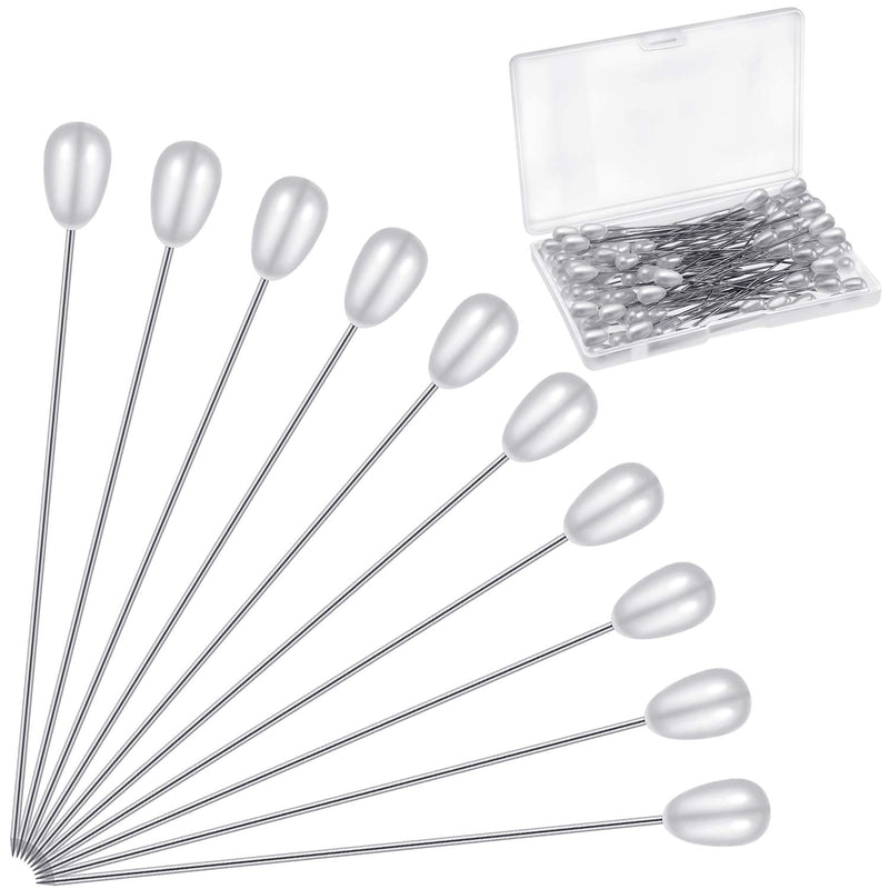 Corsage Boutonniere Pins Teardrop Pearl Head Pins Wedding Bouquet Pins White Straight Head Pins for DIY Crafts Jewelry Making Sewing Wedding Flower Decorations (100 Pieces with 1 Box) 100 - NewNest Australia