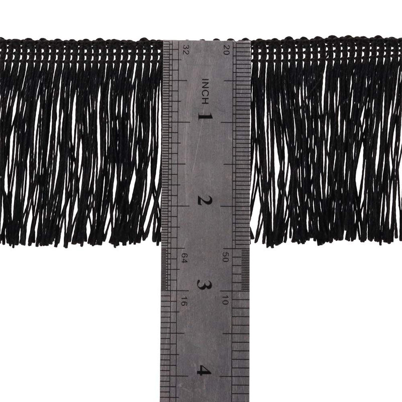 Fringe Trim Tassel Lace 2.5Inch Width 5 Yards Long for Clothes Accessories Latin Wedding Dress and DIY Lamp Shade Decoration (Black, 2.5Inch) Black - NewNest Australia