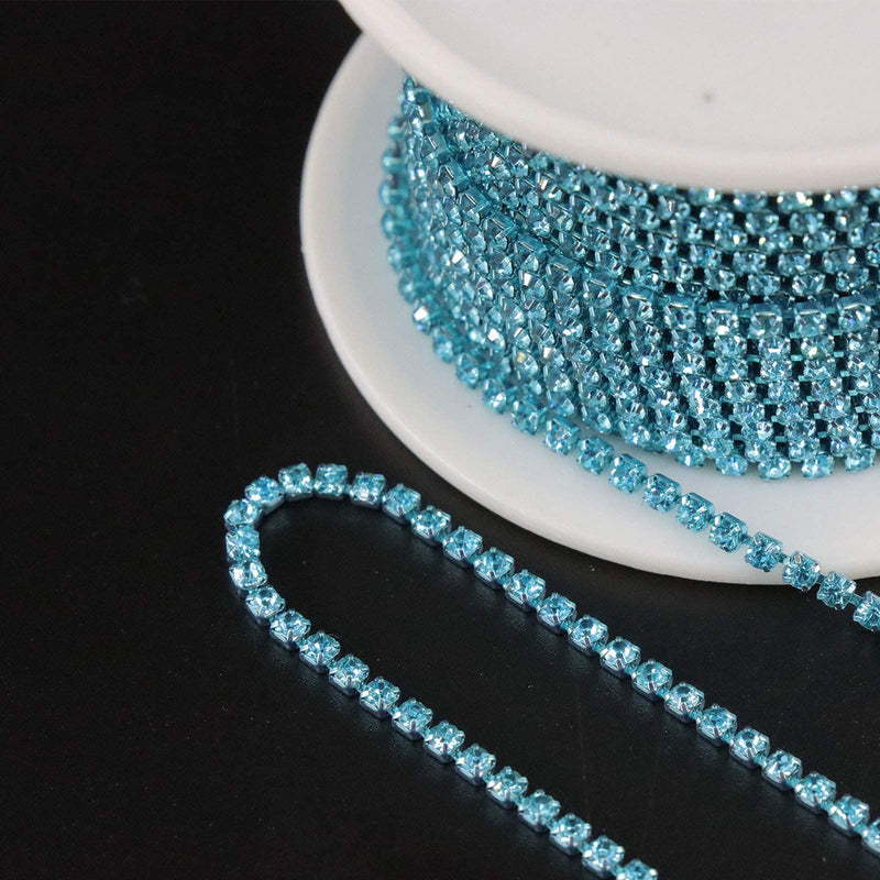 Jerler 10 Yards Crystal Rhinestone Trim Close Chain for Sewing Crafts Ideal Wedding Party DIY Decoration (Acid Blue, 2.0mm) Acid Blue - NewNest Australia