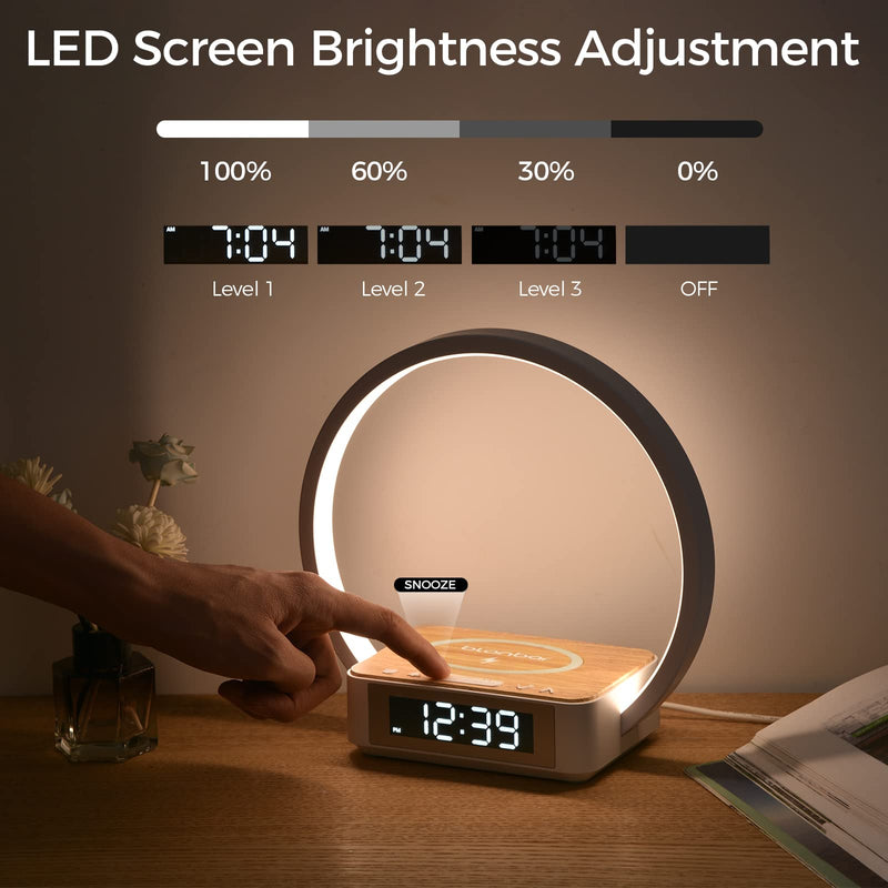 Blonbar Led Bedside Lamp With Charging Function, Table Lamp, Wake Up Light, Alarm Clock, Touch Control, Dimmable, 10 W Wireless Charger & 3 Levels Brightness, Table Lamp For Bedroom, Living Room - NewNest Australia