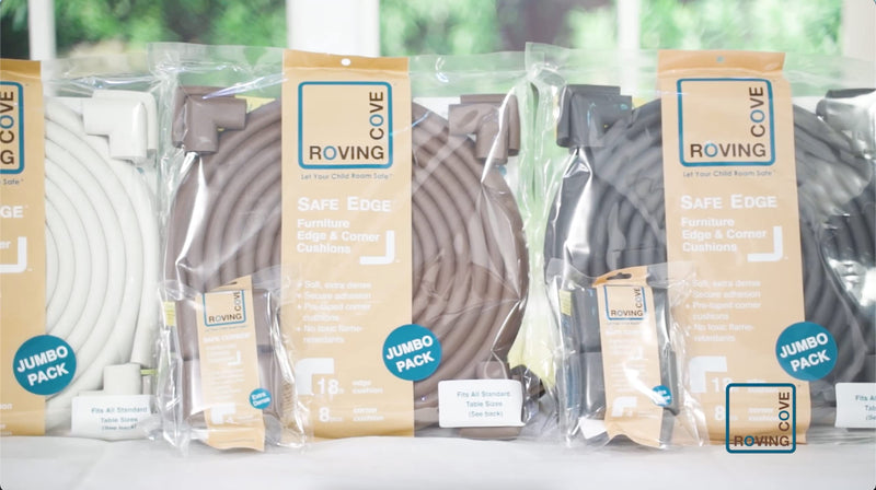 Roving Cove Table Corner and Edge Protectors (15ft Edge + 4 Corners), Heavy-Duty, Soft NBR Rubber Foam, Baby Proofing Furniture and Fireplace, 3M Adhesive, Coffee Brown 15 feet - NewNest Australia