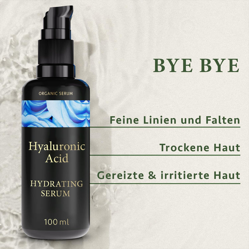 Organic Hyaluronic Serum High Dose 100Ml - Hyaluronic Acid Serum Face - Vegan - Facial Care For Men And Women - Anti Aging Hyaluronic Acid Facial Serum With Aloe Vera - Made In Germany - Satin Naturel - NewNest Australia