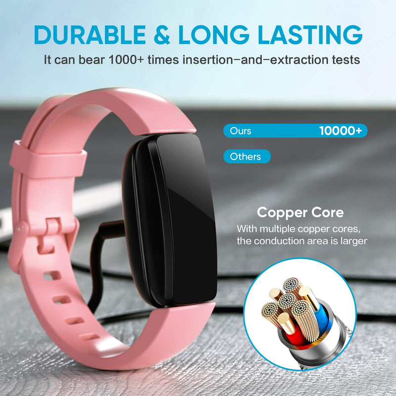 [2-Pack] Charger Cable for Fitbit Inspire 2 (Not for Inspire hr & Luxe), for Fitbit Inspire 2 Fitness Tracker, Replacement Charging Cable Accessory for Fitbit Inspire 2 (3.3 ft/1.0 ft) - NewNest Australia
