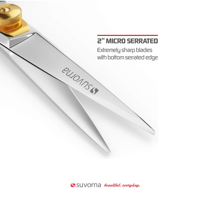 Suvorna Condor 5" Beard Scissors For Men, Moustache Scissors, Nose Hair, Facial & Body Hairdressing Scissors with tension adjustment. Razor Sharp, Serrated bottom edge cuts thickest of hairs easily. Polished Steel - NewNest Australia