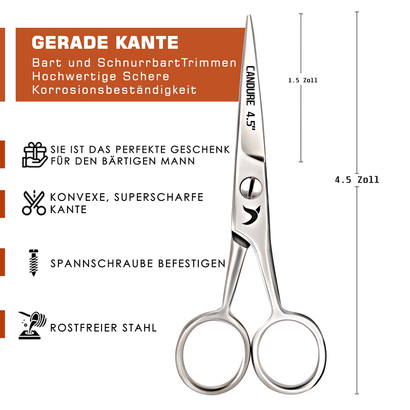 Candure Hair Scissors Mustache Beard Nose & Ears Scissors Stainless Steel Hair Cutting Professional Mustache Scissors and Nose Hair Cutting Scissors, Safety Use for Eyebrows, Eyelashes - NewNest Australia