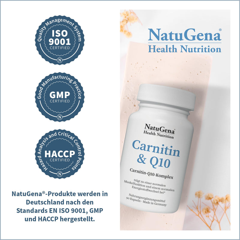 NatuGena Carnitine & Q10, promotes muscle function and energy metabolism, 90 capsules for 30 days - NewNest Australia