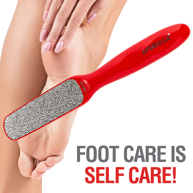 Probelle Double Sided Multidirectional Nickel Foot File Callus Remover - Immediately Reduces calluses and Corns to Powder for Instant Results, Safe Tool (Red) Red - NewNest Australia