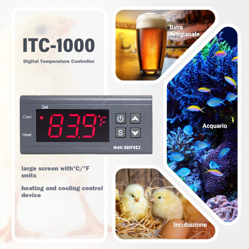 Inkbird ITC-1000F 2 Stage Temperature Controller Cooling and Heating Modes Celsius and Fahrenheit - NewNest Australia