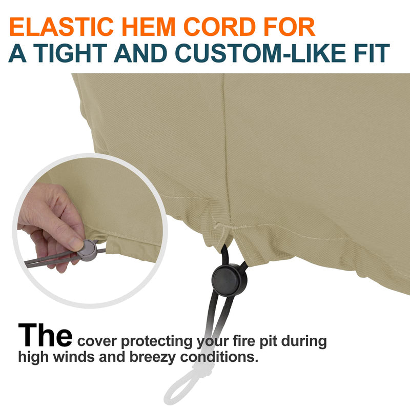 Fire Pit Cover for SoIo Stove Bonfire Round - 22 inch Heavy Duty 420D Strong water-proof, dust- proof, Sun protection, suitable for camping fire pit accessories, draw rope windproof design - Khaki - NewNest Australia