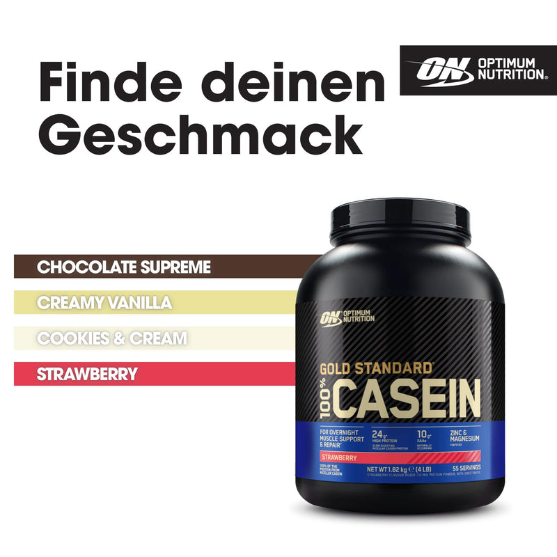 Optimum Nutrition Gold Standard 100% Casein Slow Digestible Protein Powder With Zinc, Magnesium & Amino Acids, Supports Muscle Growth & Overnight Repair, Strawberry, 55 Servings, 1.82 Kg - NewNest Australia