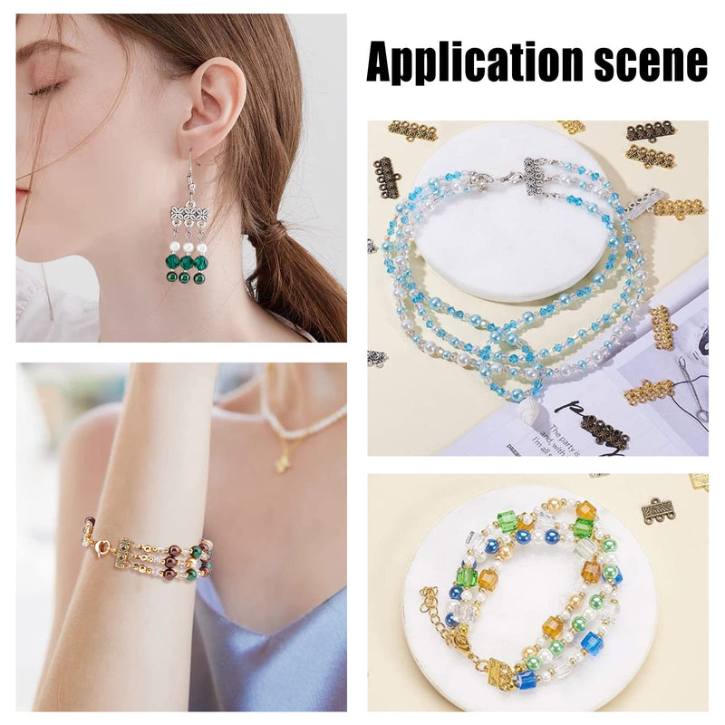 PH PandaHall 2 Colors 3-Layer Clasp, 80pcs Chandelier Components Links Tibetan Alloy Multi Strand Bracelet Necklace Layer Clasp for Multilayer Necklace Dangle Earring Making - NewNest Australia