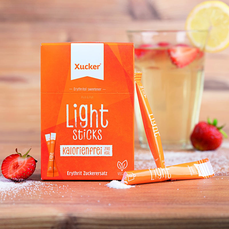 Xucker Light Sticks With Erythritol - Erythritol From Xucker Calorie-Free I 50 Xucker Sticks 5 G Each I Sugar-Free 0 Kcal 100% Sweet I 70% Of The Sweetening Power Of Sugar (250G) - NewNest Australia