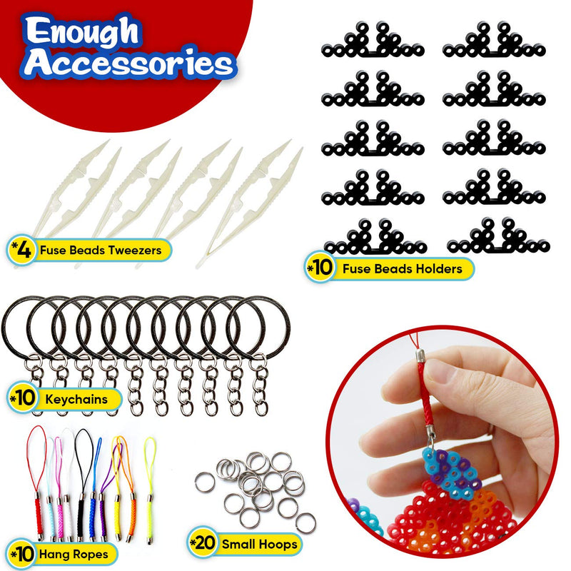 20 PCS 5mm Fuse Beads Boards Clear Plastic Fuse Beads Pegboards with 20 Colorful Cards, 4 Tweezers, 10 Hang Ropes, 10 Keychains, 20 Small Hoops and 10 Holders for Kids DIY Craft Beads - NewNest Australia