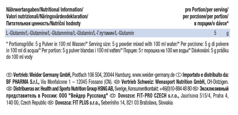 Weider L-Glutamine 100% Pure Amino Acid Powder, High Dosage, Neutral In Taste And Without Additives, 400 G Glutamine Powder For 80 Servings, For Bodybuilding, Muscle Building And Fitness - NewNest Australia