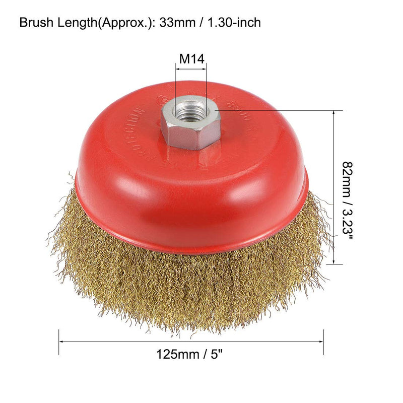 uxcell 5-Inch Wire Cup Brush Brass Plated Crimped Steel with M14 Threaded Hole - NewNest Australia