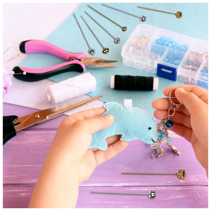 60 Pieces Jewelry Head Pins Mixed Color Alloy Pins Flower Needle Retro Long Metallic Head Pins Silver and Gold Beading Headpins for Jewelry Making Earring Bracelet Women DIY Accessories - NewNest Australia