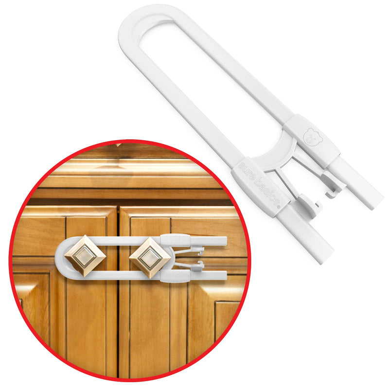 Child Proof Locks for Cabinet Doors, Adjustable U-Shaped, Door Latch 4 PCK White - NewNest Australia