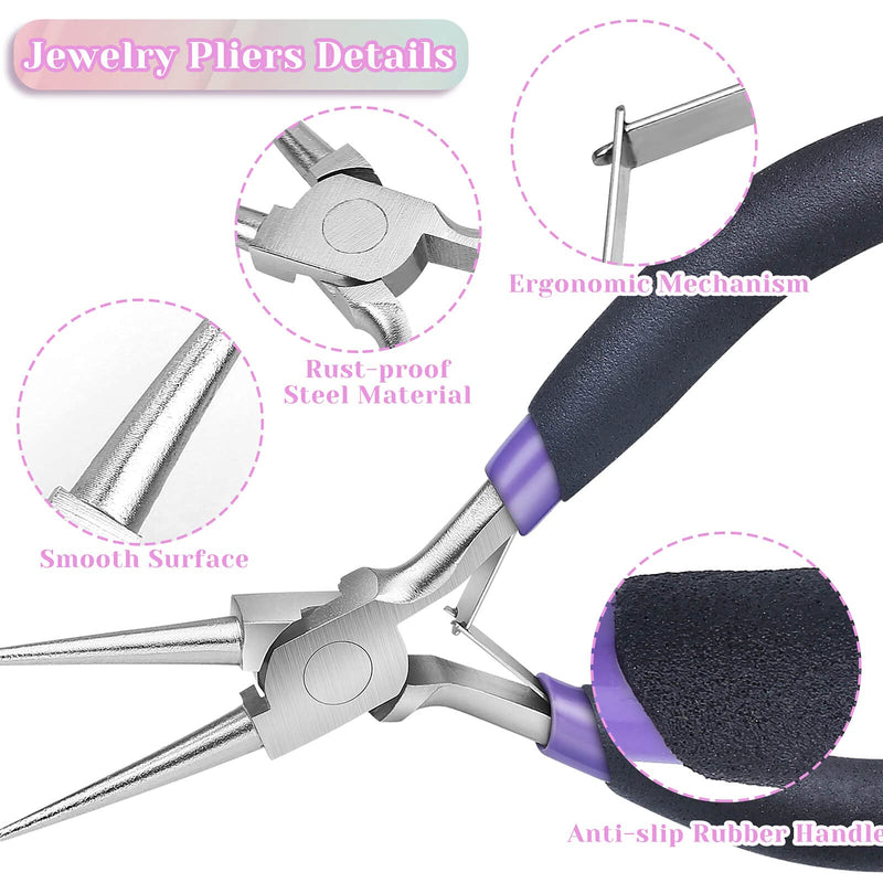 Jewelry Pliers Set, Paxcoo 3Pcs Jewelry Making Pliers Tools Kit includes Needle Nose Pliers, Round Nose Pliers, Wire Cutters for Jewelry Making Supplies, Wire Wrapping, DIY Crafts, Beading Upgrade style - NewNest Australia