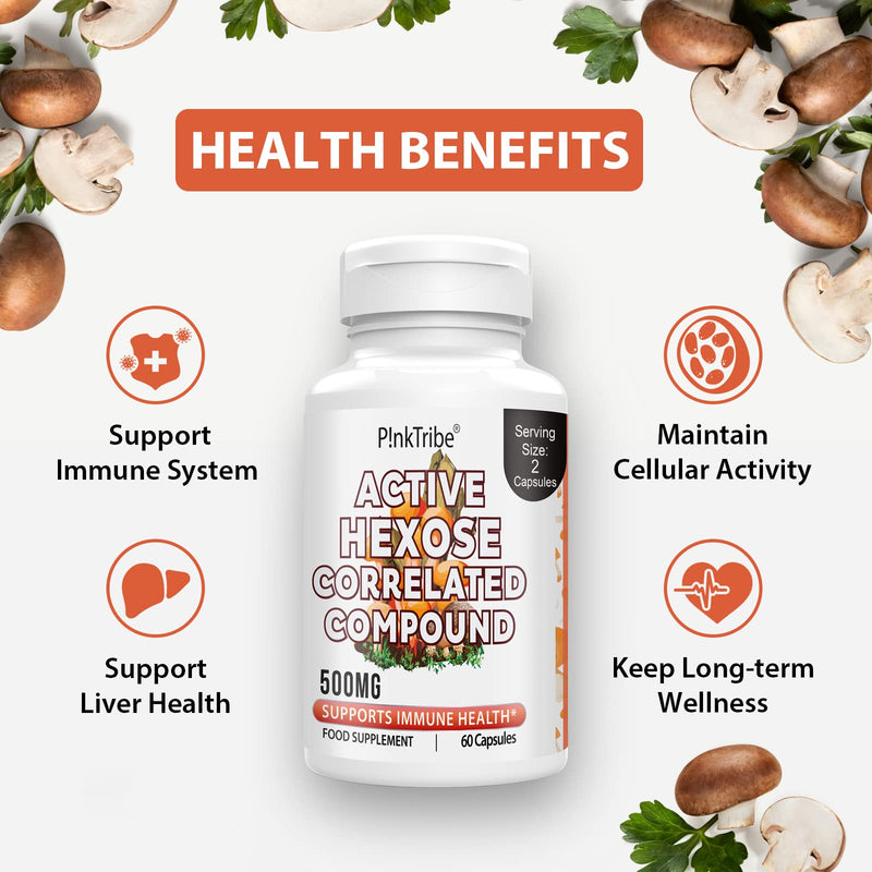 Active Hexose Correlated Compound Supplement High Dose 500Mg With Alphaglucan And Beta-Glucan, Immune Health, Liver Function, 60 Veggie Capsules (Pack Of 1) Pack Of 1 - NewNest Australia