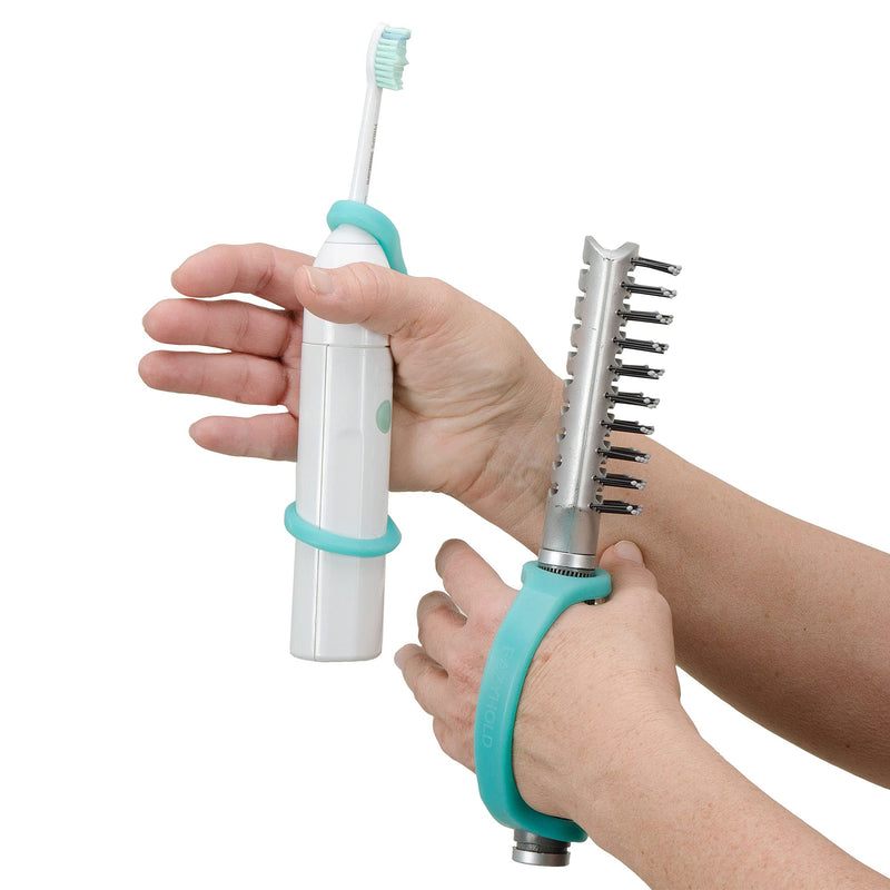 EazyHold Aqua Silicone Adaptive Aid, Universal Cuff Hand Grip Assistive Device for Rehab Patients, Disabled, Cerebral Palsy, Special Needs, Arthritis, Parkinsons, Stroke, Physical Therapy 2-Pack 6.5" - NewNest Australia