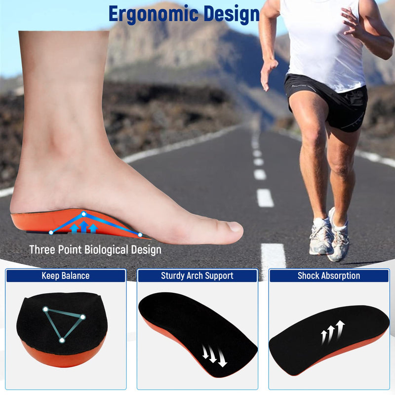 Heel Support for Plantar Fasciitis Inserts Women&Men, 3/4 Arch Support Insoles Orthotic Insoles【Poron - Made in USA】Heel Cups for Flat Feet Heel Cushion Pads for Heel Pain Relief Black Women 4-8 / Men 5-7 - NewNest Australia