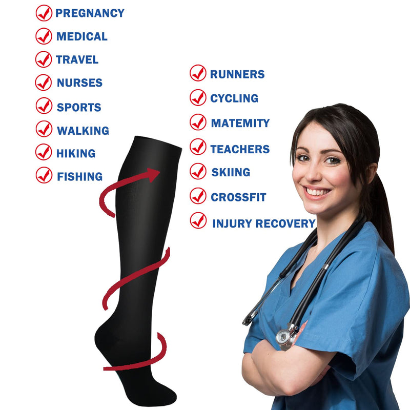 Compression Socks Women Men 4 Pairs -20-30 mmHg is Best for Medical ,Circulation,Running,Athletic,Hiking,Pregnancy 00-black-4 Pack Small-Medium - NewNest Australia