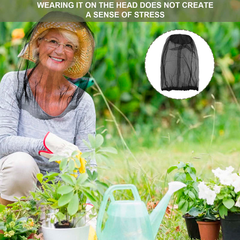 GWAWG Pack of 4 Mosquito Head Net Nylon Mosquito Net Head Protection Fine Mesh Insect Net for Travel Hiking Camping Climbing Black and Green - NewNest Australia