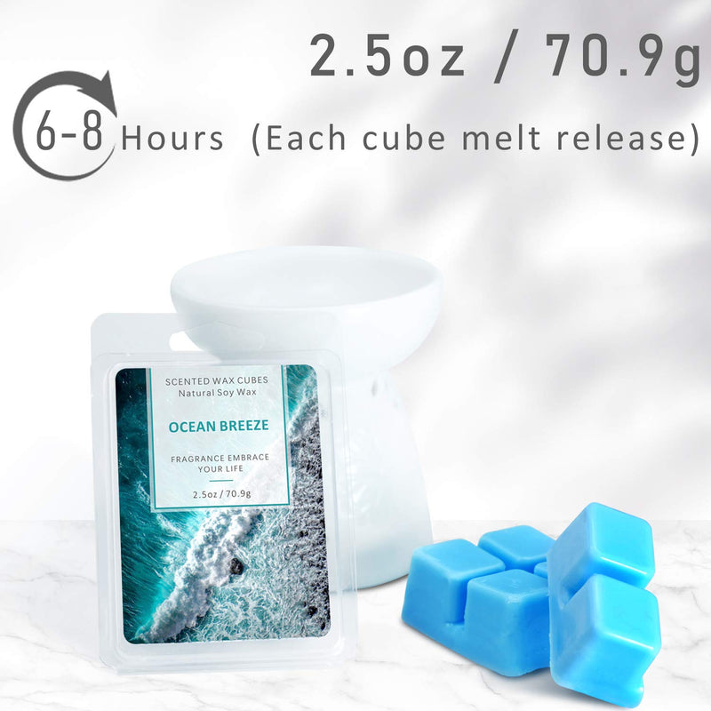 SCENTORINI Wax Melts, Wax Cubes, Soy Wax Cubes for Wax Warmer, Ocean Breeze, Fresh Linen, Bohemia Forest, Winds in Summer, 4 x 2.5oz Cyan&yellow&blue&green 4 x 2.5 oz - NewNest Australia