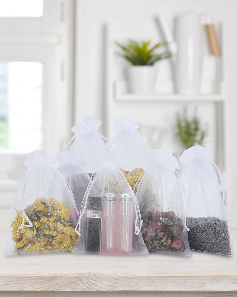 Kslong 100PCS Small Mesh Bags Drawstring 3x4,Sheer Organza Bags Drawstring for Jewelry, Mesh Party Wedding Favor Bags for Small Business,Candy,Bracelet Packaging,Empty Sachet Bags (White) White - NewNest Australia