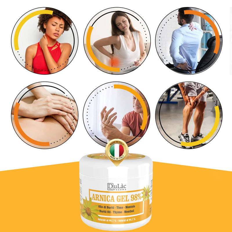 Arnica Gel for Bruising and Swelling 500ml Extra Strong 98%, Fast Action, Made in Italy for Massage of Muscles and Joints, Natural and Dermatologically Tested Formula - Dulàc - NewNest Australia