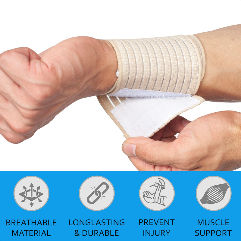 360 RELIEF - Wrist Support Wrap Compression Brace for | Sports Injury, Relieve Muscle Pain, Sprain, Fitness, Gym Crossfit, Weightlifting, Powerlifting | Beige with Mesh Laundry Bag | - NewNest Australia