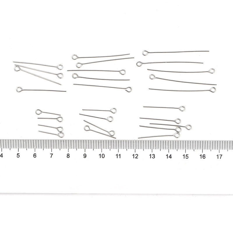 DADIFEN 304 Stainless-Steel Eye Pins for Jewelry Making Silver Head Pins 24 Gauge 0.6x15mm 800pcs/Box Open Eye Pins for DIY Making Earring Necklace Bracelets Dangle Charm Jewelry Findings Eyepins - NewNest Australia