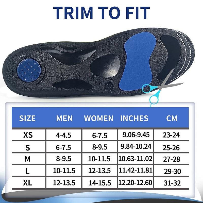 PCSsole Orthotic High Arch Support Insoles, Comfort Sport Insert for Flat Feet, Plantar Fasciitis, Feet Pain, Foot Valgus, Over Pronation for Men and Women S:Women(6-7.5)26cm Black - NewNest Australia