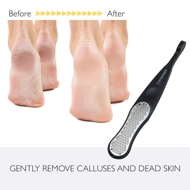 STEINDER Foot Files for Hard Skin, Feet Hard Skin Remover, Slim Foot File Scrubber Grater, Heel Scraper Dry Skin, Callous Removers, Foot Rasp – Black - NewNest Australia