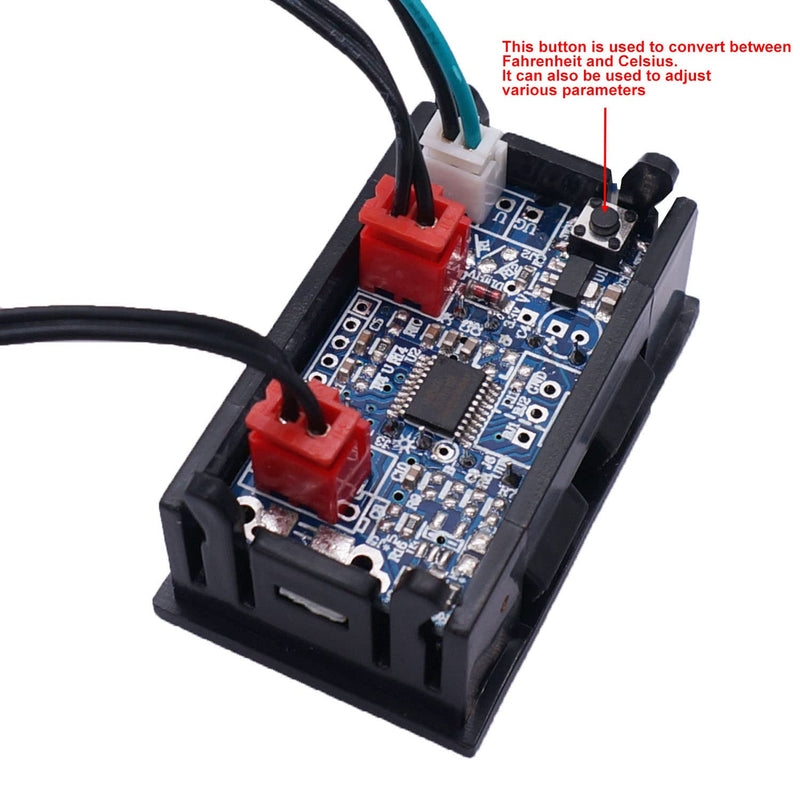 weideer Dual Display Thermometer Fahrenheit to Centigrade Adjustable DC 4-28V -67~+248℉/-55～+120℃ with Dual LED 2 Waterproof NTC Probes High Accuracy Temperature Gauge Sensor K-017 - NewNest Australia