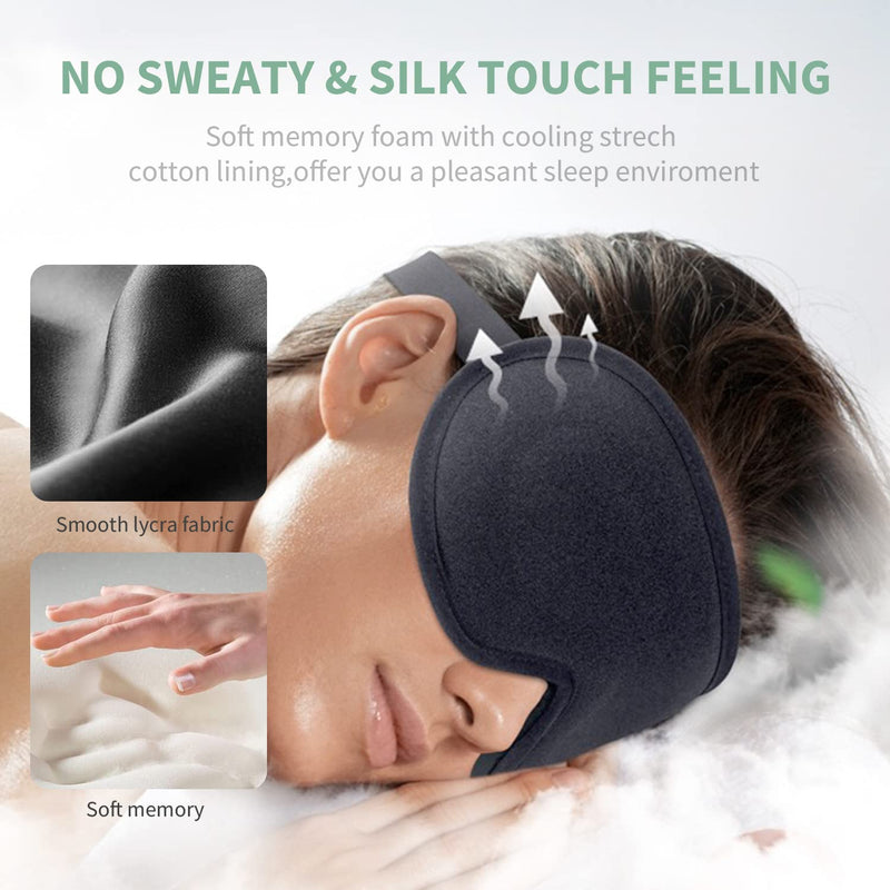 Tanshine Sleep Mask Black Eye Masks for Sleeping Light Blocking Blackout 3D Eye Mask Drowsy Sleeping Mask for Men Wowen Night Mask Blindfold for Travel,Nap,All Night Sleeping Black New - NewNest Australia