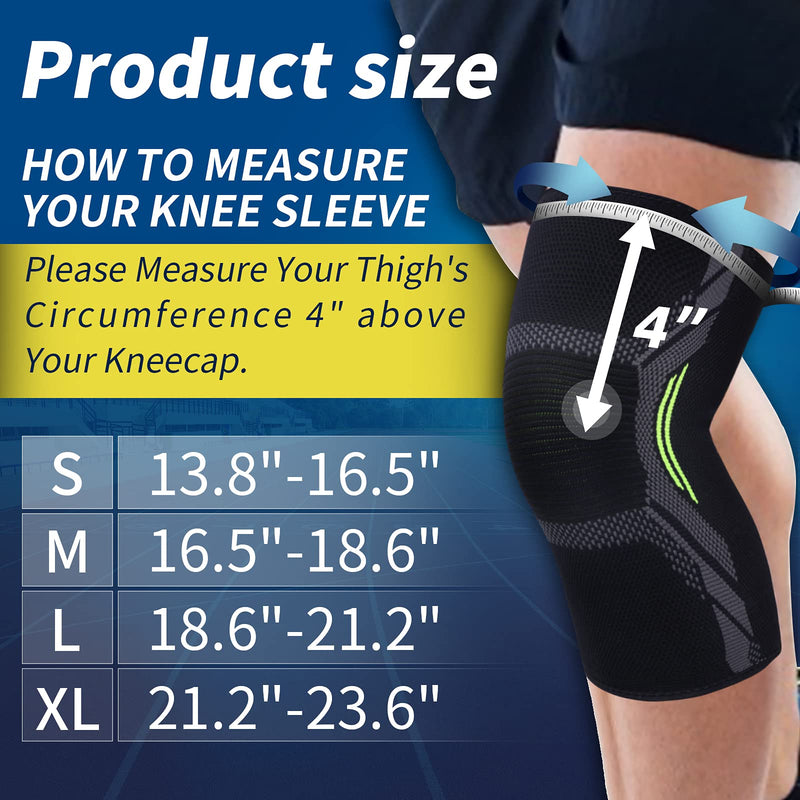 DARLIS 2 Pack Knee Braces for Knee Pain Men Women - Knee Compression Sleeve Support, Non-Slip Knee Brace for Running, Gym, Workout - High Stretch Knee Pads for Meniscus, ACL,Joint Pain S(13.8"-16.5") - NewNest Australia