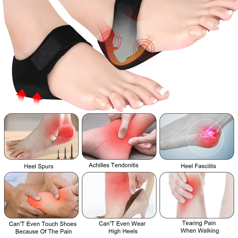 Heel spur insoles, 2 pairs of gel heel protectors, heel pads, heel spur bandage, heel protection, silicone heel protector, suitable for heel analgesia, stress relief (black colour). - NewNest Australia
