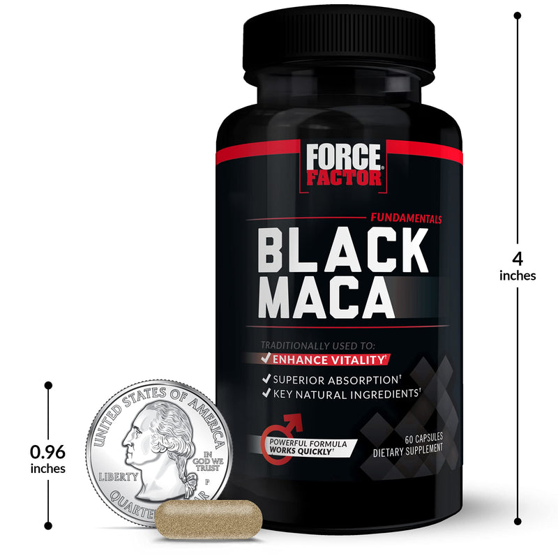 Black Maca Root Vitality Supplement for Men with Superior Absorption and Power, Natural Maca Negra Extract, Fundamentals Series, 1000mg, Force Factor, 120 Capsules (2-Pack) 60 Count (Pack of 2) - NewNest Australia
