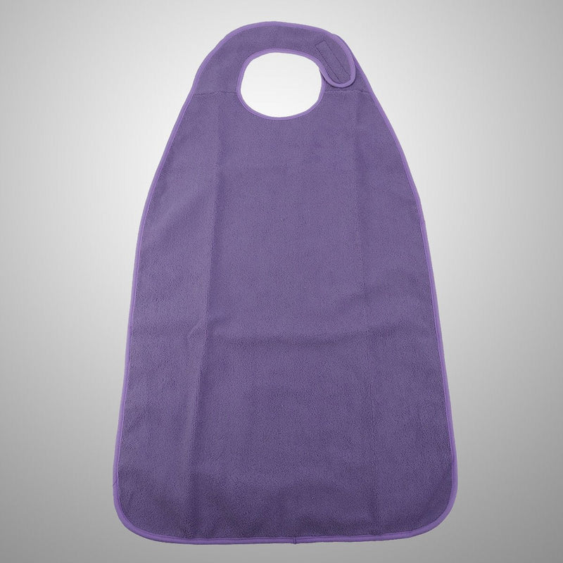 Healifty Adult Bib Waterproof Washable Mealtime Protector Apron Food Protection Terry Cloth with Magic Tape for Adult Elderly People (Purple) - NewNest Australia