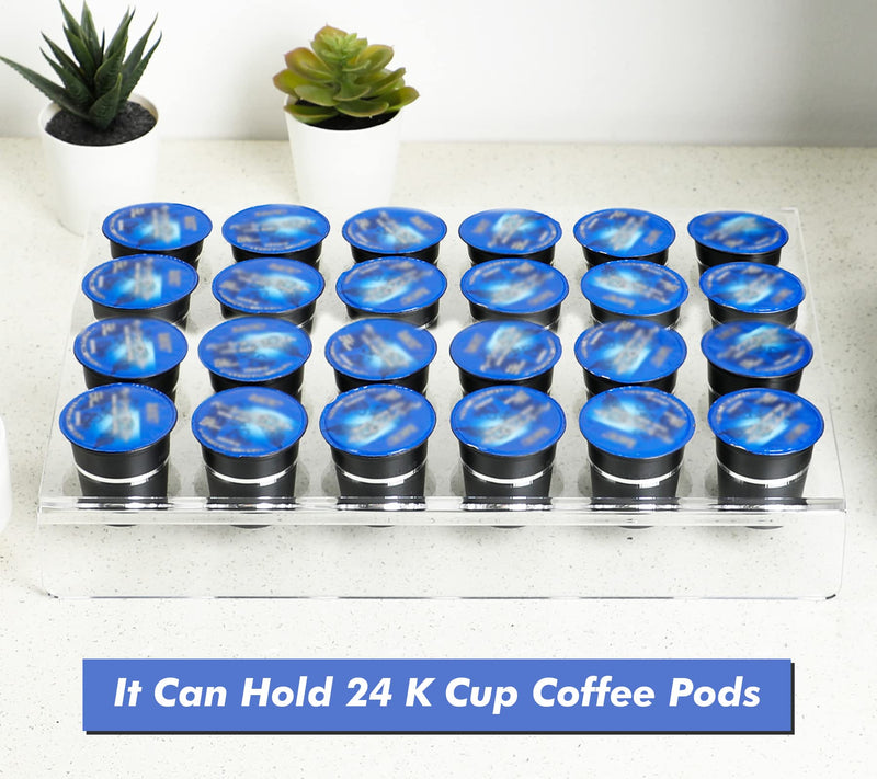 Kamehame K Cup Holder Coffee Pod Holder Flat Countertop K Cup Drawer Organizer for 24 Coffee Pods Compatible with K-cups Clear Acrylic Coffee Capsules Storage Tray for Home Kitchen Office KA21030 - NewNest Australia